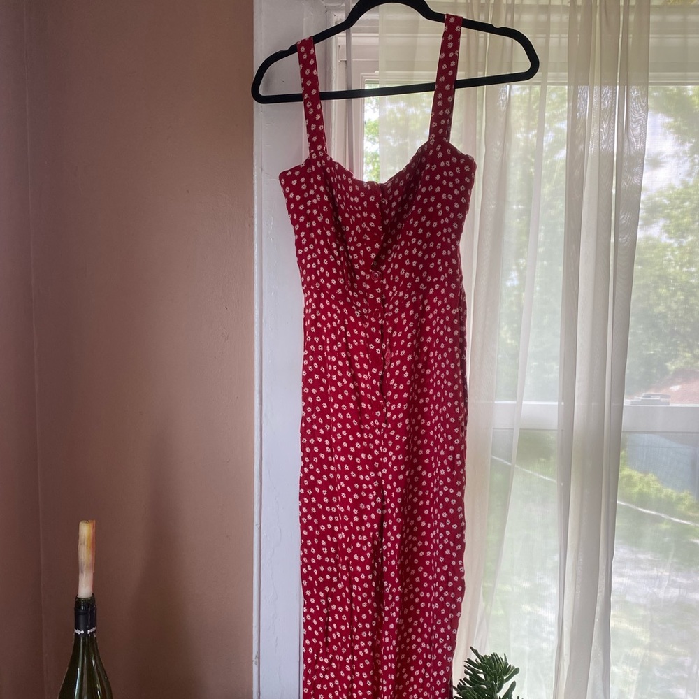 Reformation Floral Print Square Neckline Jumpsuit